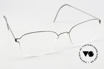 Lindberg Mars 54 Air Titan Rim Titanrahmen Mattschwarz Grau, die Titanfassung ist beliebig verglasbar (auch Gleitsicht), Passend für Herren