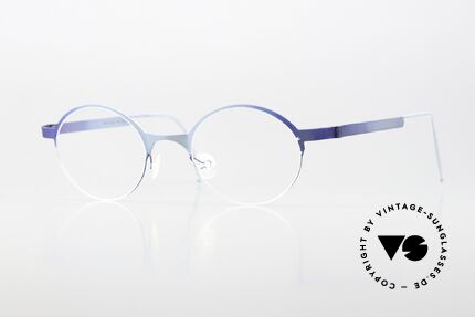 Lindberg 4030 Strip Titan 90er Brille In Blau Metallic, runde Unisex-Brille der LINDBERG Strip Titanium Serie, Passend für Herren und Damen Lindberg 4030 Strip Titan 90er Brille In Blau Metallic, runde Unisex-Brille der LINDBERG Strip Titanium Serie, Passend für Herren und Damen