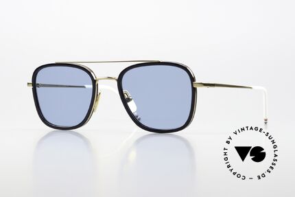 Thom Browne TBS800 Eckige Herrensonnenbrille, Thom Browne Sonnenbrille, TBS800-B-GLD-NVY-51, Passend für Herren