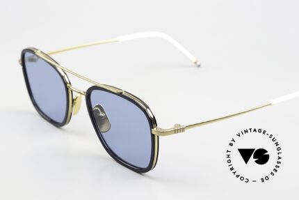 Thom Browne TBS800 Eckige Herrensonnenbrille, entspiegelte marine Sonnengläser; 100% UV Protection, Passend für Herren