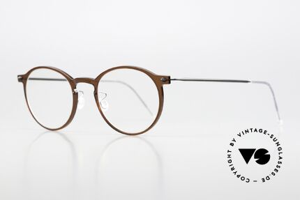 Lindberg 6541 NOW Designerbrille Panto Rund, Col C02/PU9: braune Front & Bügel in 'polished black', Passend für Herren und Damen Lindberg 6541 NOW Designerbrille Panto Rund, Col C02/PU9: braune Front & Bügel in 'polished black', Passend für Herren und Damen