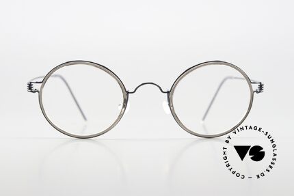 Lindberg Harley Air Titan Rim Unisex Vintage Brille Rund, Modell Harley, Größe 43-24, Bügellänge 145 in Col. PU16, Passend für Herren und Damen