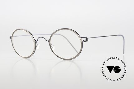 Lindberg Harley Air Titan Rim Unisex Vintage Brille Rund, markant veredelte Air Titanium Version mit Azetat-Rand, Passend für Herren und Damen