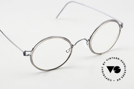 Lindberg Harley Air Titan Rim Unisex Vintage Brille Rund, ungetragenes Einzelstück + original Lindberg Magnet-Etui, Passend für Herren und Damen