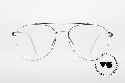 Lindberg Sonny 53 Air Titan Rim Aviator Designerbrille Schwarz, Aviator Brillenfassung in Farbe U9 = 'matt schwarz', Passend für Herren und Damen