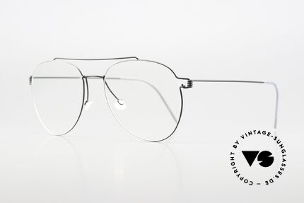 Lindberg Sonny 53 Air Titan Rim Aviator Designerbrille Schwarz, M bis L Größe 53/17 mit einer Bügellänge von 145mm, Passend für Herren und Damen
