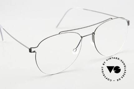 Lindberg Sonny 53 Air Titan Rim Aviator Designerbrille Schwarz, Fassung kann beliebig (optisch / Sonne) verglast werden, Passend für Herren und Damen