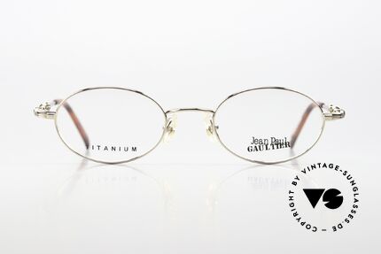 Jean Paul Gaultier 55-0039 Ovale Titanium Brille 1996, herausragende Qualität; vergoldetete Titanium-Fassung, Passend für Herren und Damen Jean Paul Gaultier 55-0039 Ovale Titanium Brille 1996, herausragende Qualität; vergoldetete Titanium-Fassung, Passend für Herren und Damen