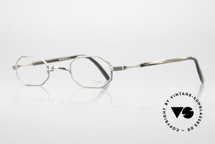 Lunor ST4 E-BT Achteckig Titan Antik Silber, Fassung in Größe 40/24; für große Stärken geeignet, Passend für Herren und Damen