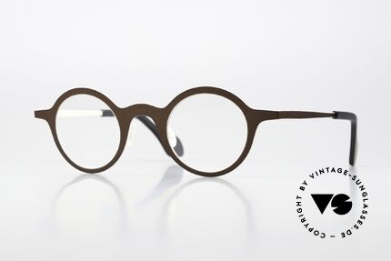 Theo Belgium Mille 24 Fassung in Braun und Beige, runde Unisex-Designerbrille von Theo Belgium, Passend für Herren und Damen Theo Belgium Mille 24 Fassung in Braun und Beige, runde Unisex-Designerbrille von Theo Belgium, Passend für Herren und Damen