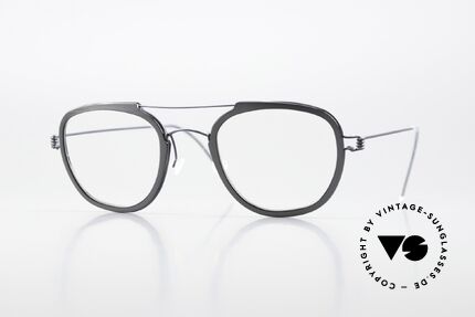 Lindberg William Air Titan Rim Rahmen In Dunkelblau Und Grau, Lindberg Pantobrille mit Oberbalken; Air Titanium Rim, Passend für Herren und Damen