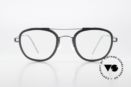 Lindberg William Air Titan Rim Rahmen In Dunkelblau Und Grau, Modell William, Größe 47-23, Bügellänge 145, Farbe U16, Passend für Herren und Damen