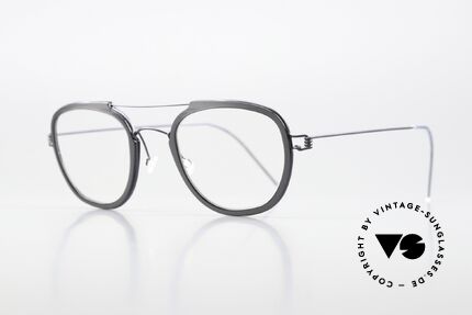 Lindberg William Air Titan Rim Rahmen In Dunkelblau Und Grau, markant veredelte Air Titanium Version mit Azetat-Rand, Passend für Herren und Damen