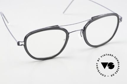 Lindberg William Air Titan Rim Rahmen In Dunkelblau Und Grau, ungetragenes Einzelstück mit original Lindberg Hart-Etui, Passend für Herren und Damen