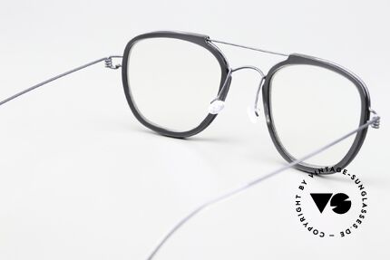 Lindberg William Air Titan Rim Rahmen In Dunkelblau Und Grau, Fassung kann beliebig (optisch / Sonne) verglast werden, Passend für Herren und Damen