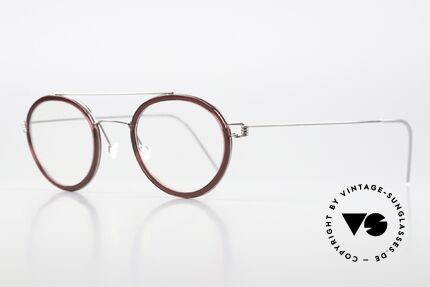 Lindberg Teitur 46 Air Titan Rim Markante Pantobrille Titan, Innenrand = in WEINROT, in Größe 46/25, Bügel 155mm, Passend für Herren und Damen
